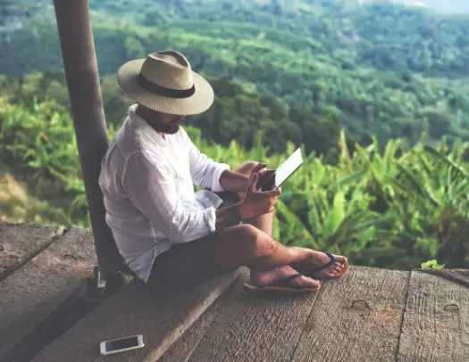 Man Reading Book in Thailand