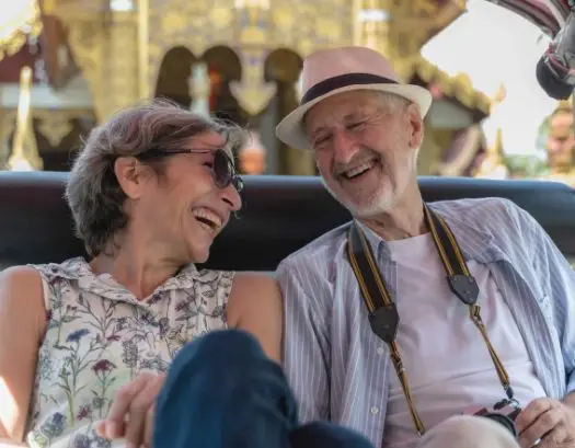 Couple Smiling in Tuk Tuk, Thailand